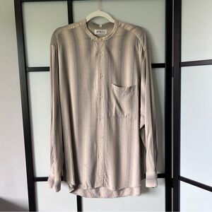 [L] Vintage Men’s Mondo & Marco Italian Made Beige & Grey Soft Button Down Shirt
